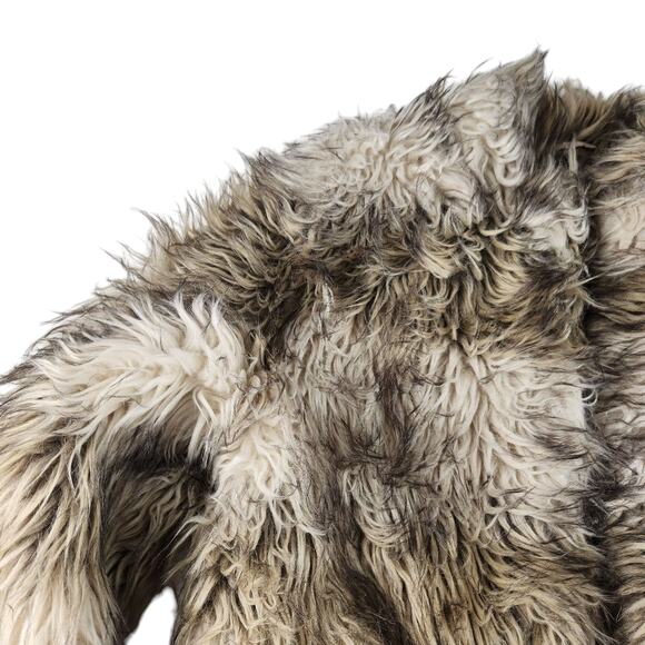 Faux Fur Bomber Coat Womens Medium Brown Fuzzy Fluffy Jacket Thick Preppy NWT - Picture 8 of 15